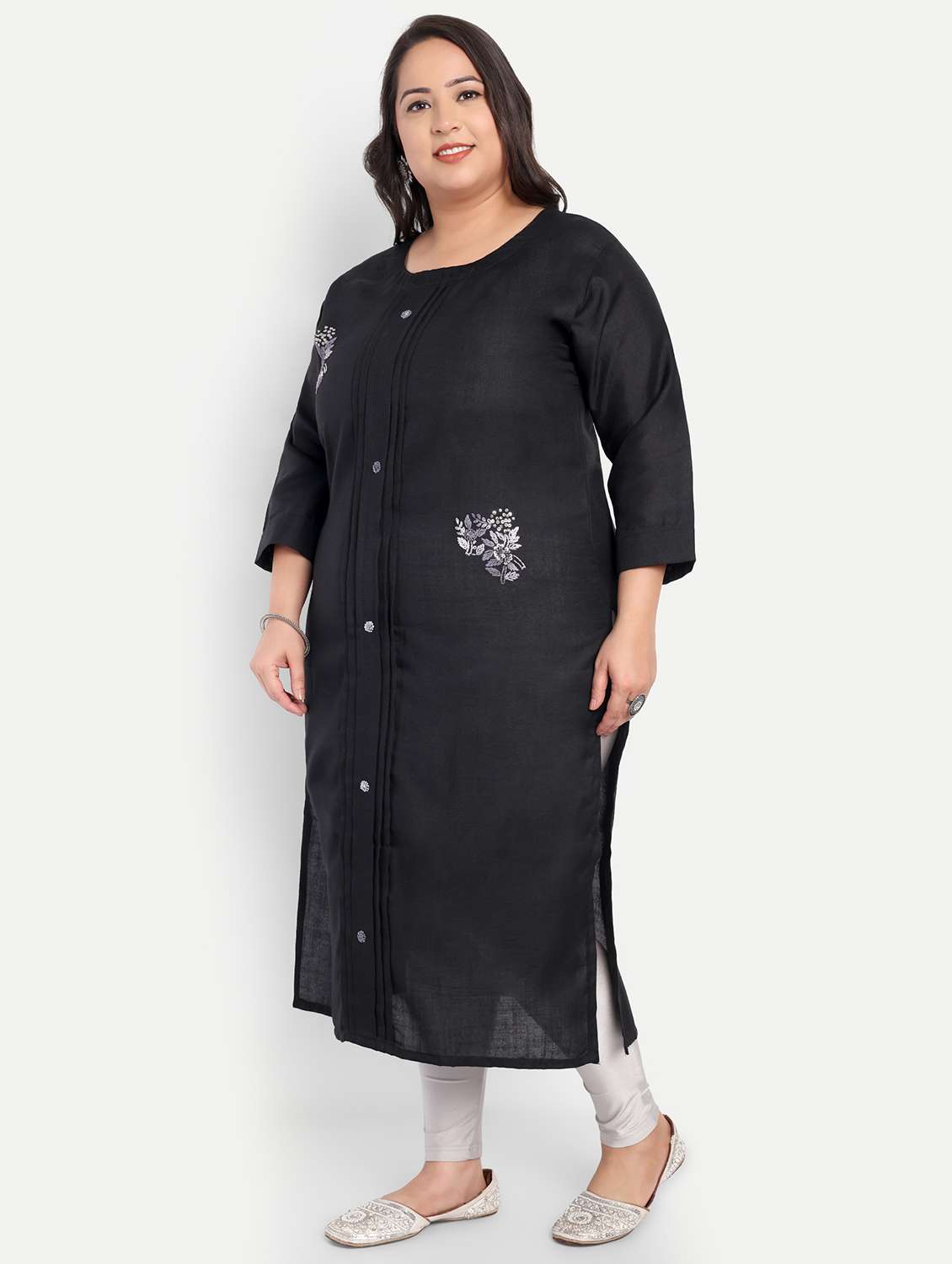 women plus size embroidered straight kurta - 21993626 -  Standard Image - 2