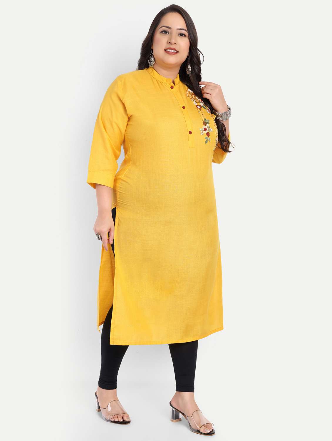 women plus size embroidered straight kurta - 21993628 -  Standard Image - 2