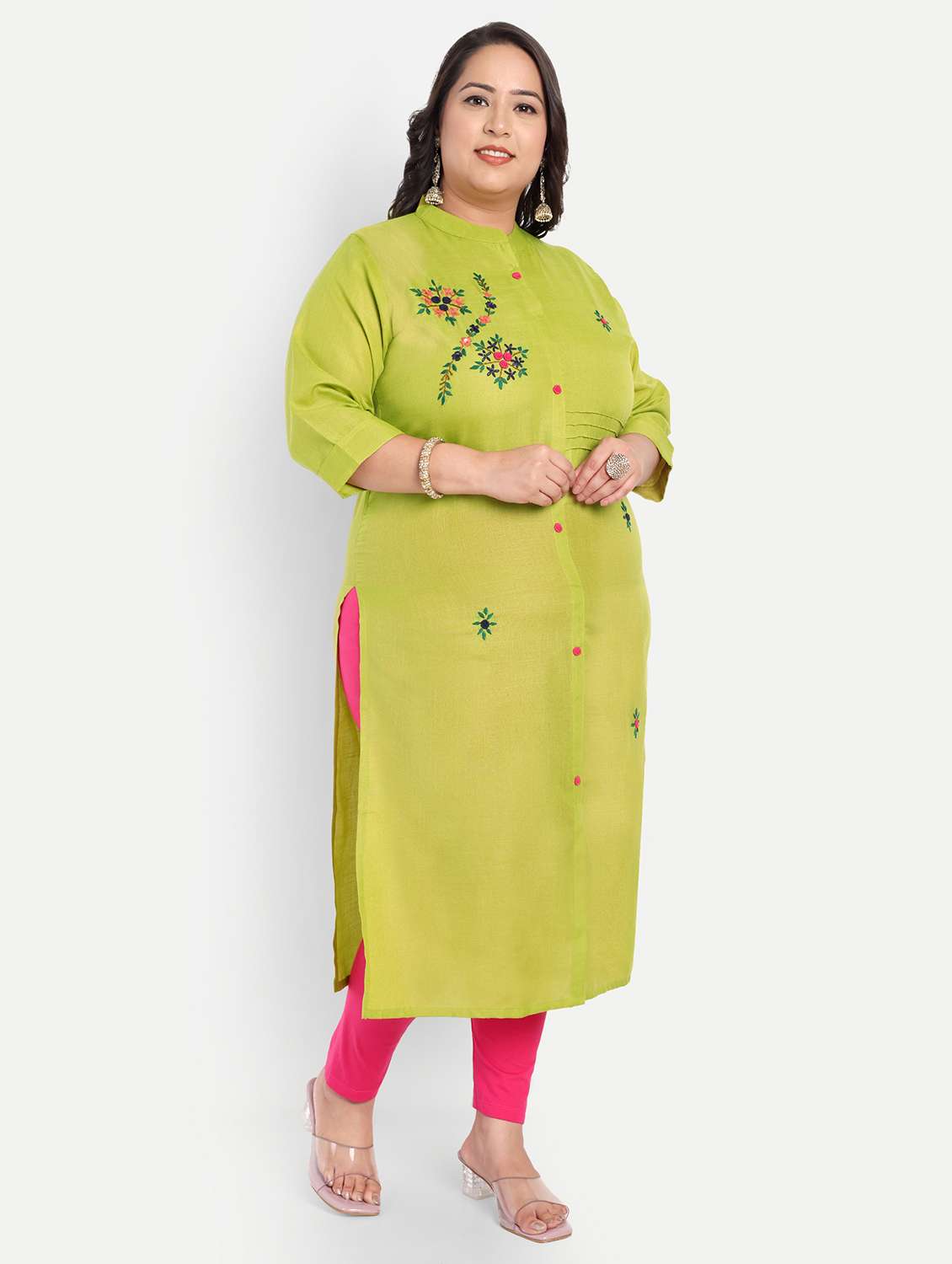 women plus size embroidered straight kurta - 21993630 -  Standard Image - 2