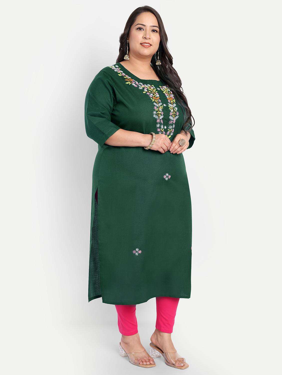 women plus size embroidered straight kurta - 21993632 -  Standard Image - 2