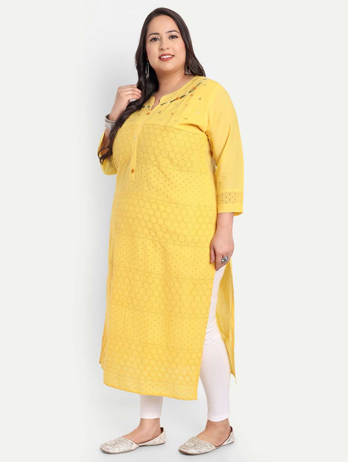 women plus size embroidered straight kurta - 21993637 -  Standard Image - 2