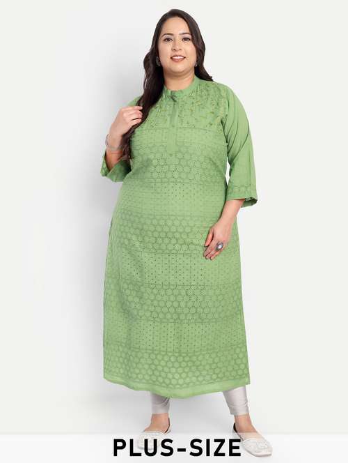 women plus size embroidered straight kurta - 21993638 -  Standard Image - 0