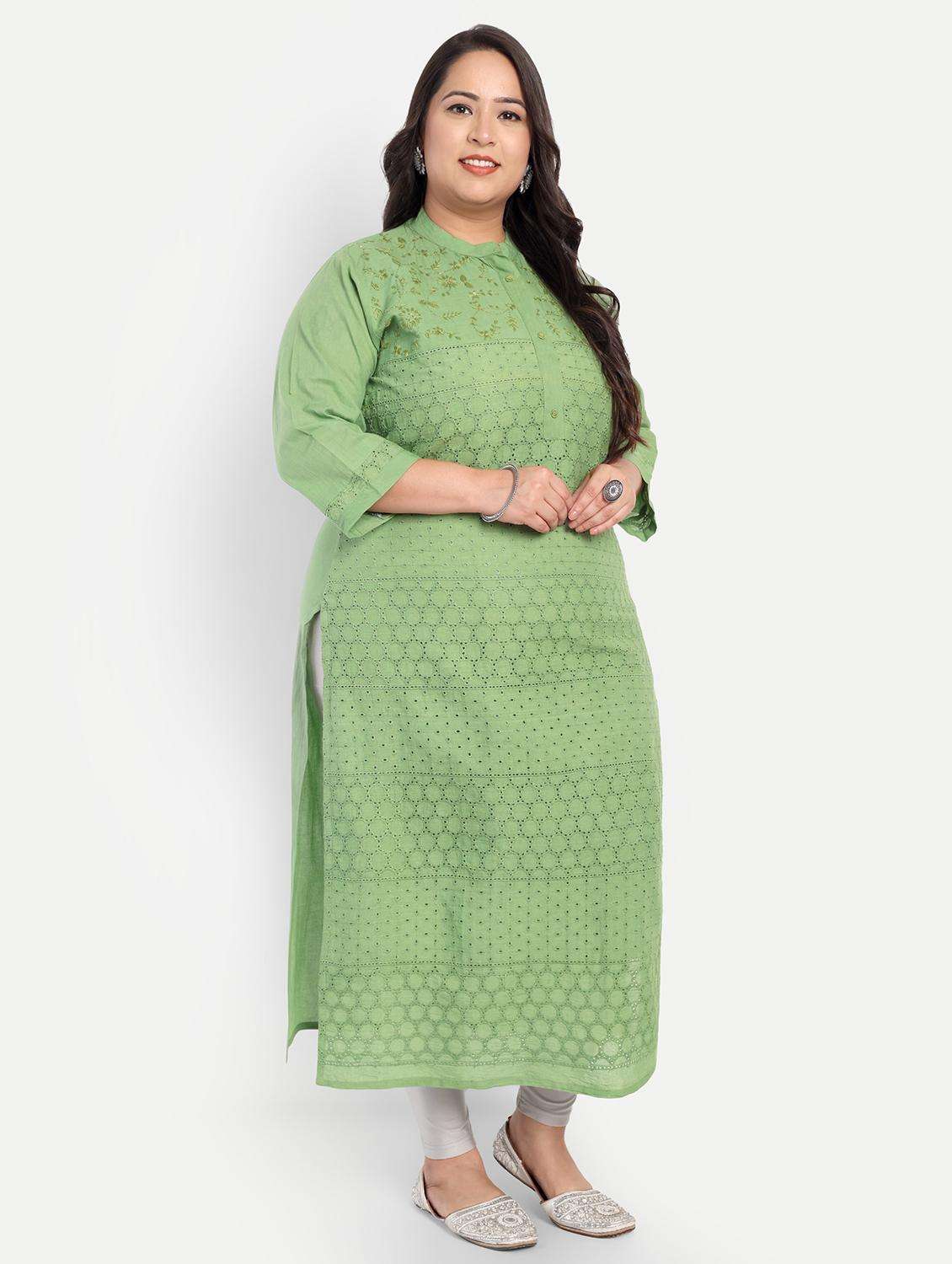 women plus size embroidered straight kurta - 21993638 -  Standard Image - 2