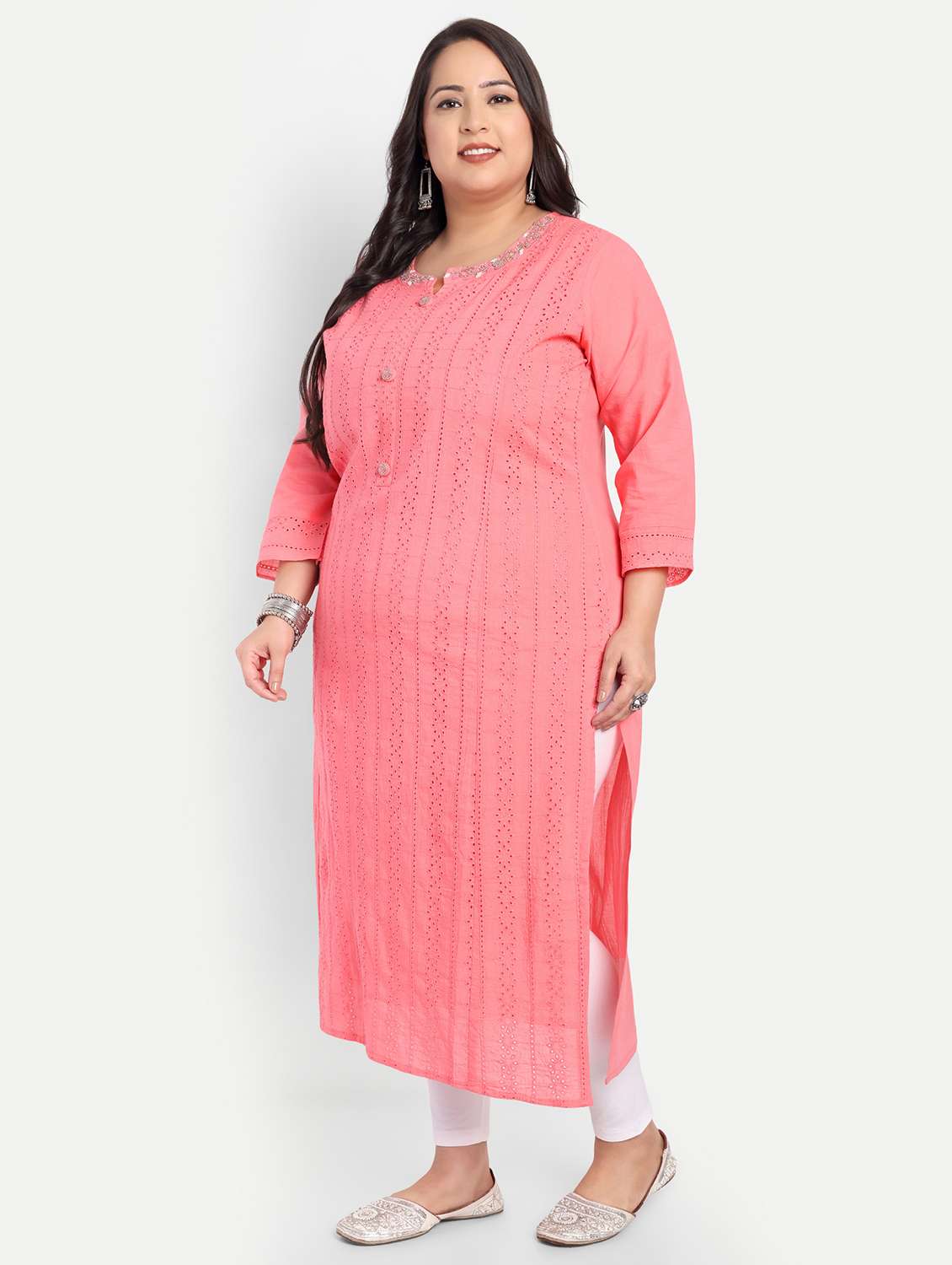 women plus size self designed straight kurta - 21993639 -  Standard Image - 2