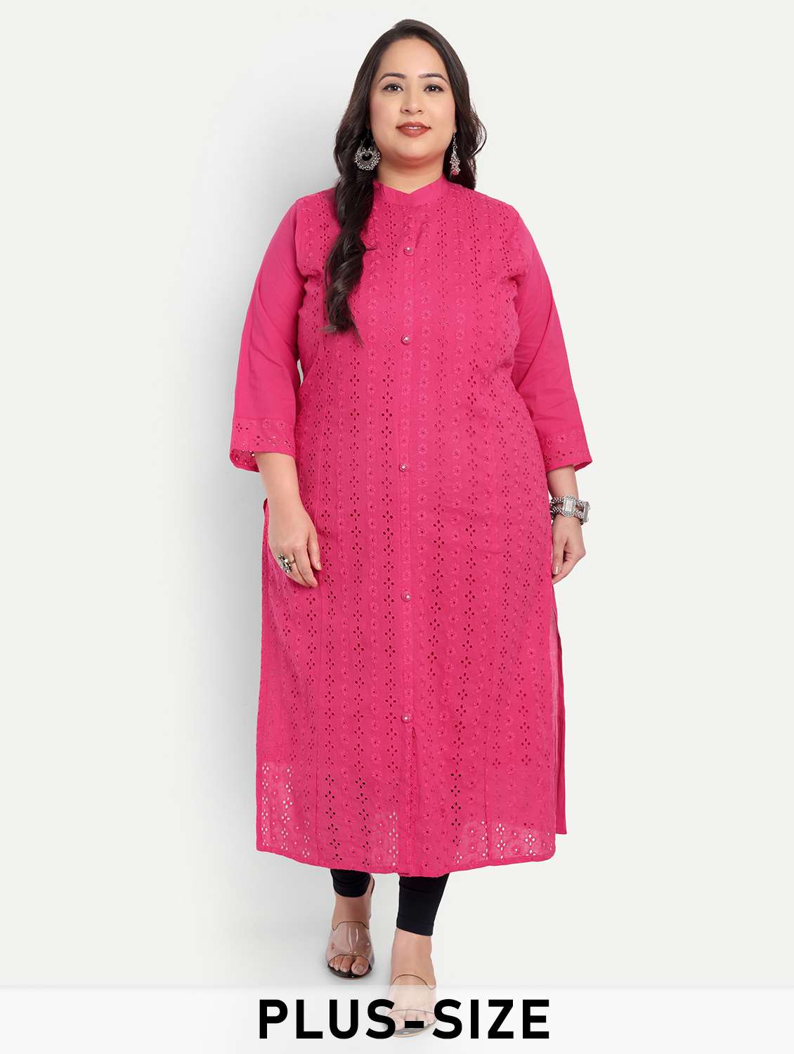 women plus size self designed straight kurta