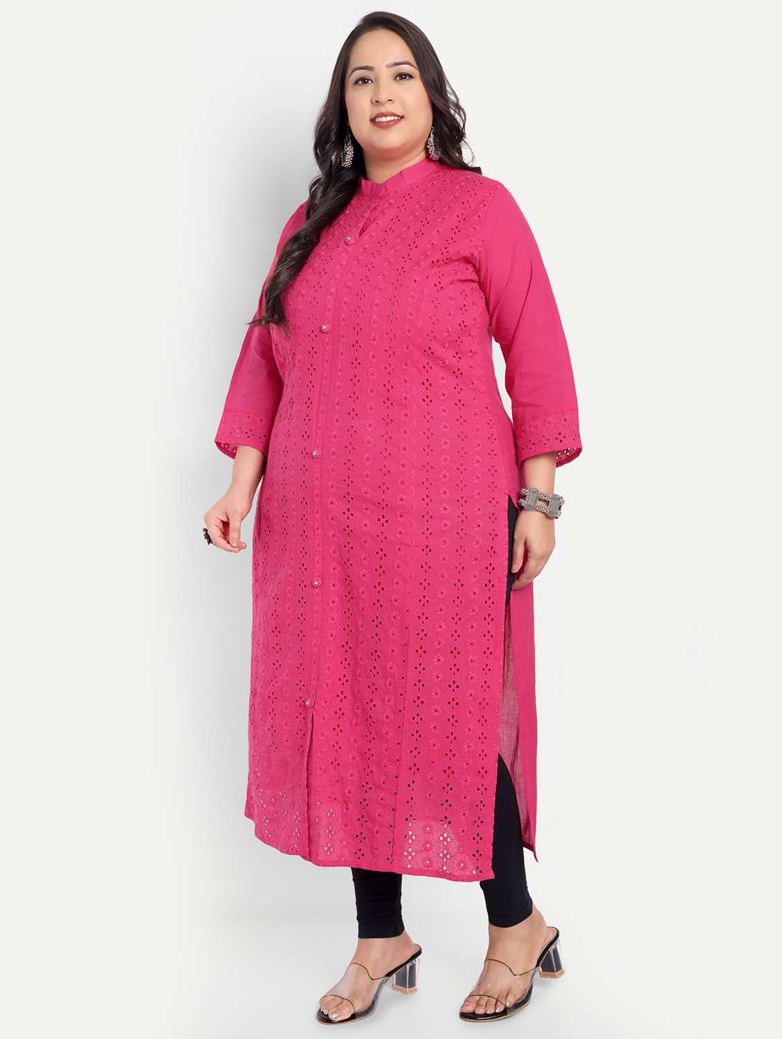 women plus size self designed straight kurta - 21993641 -  Standard Image - 2