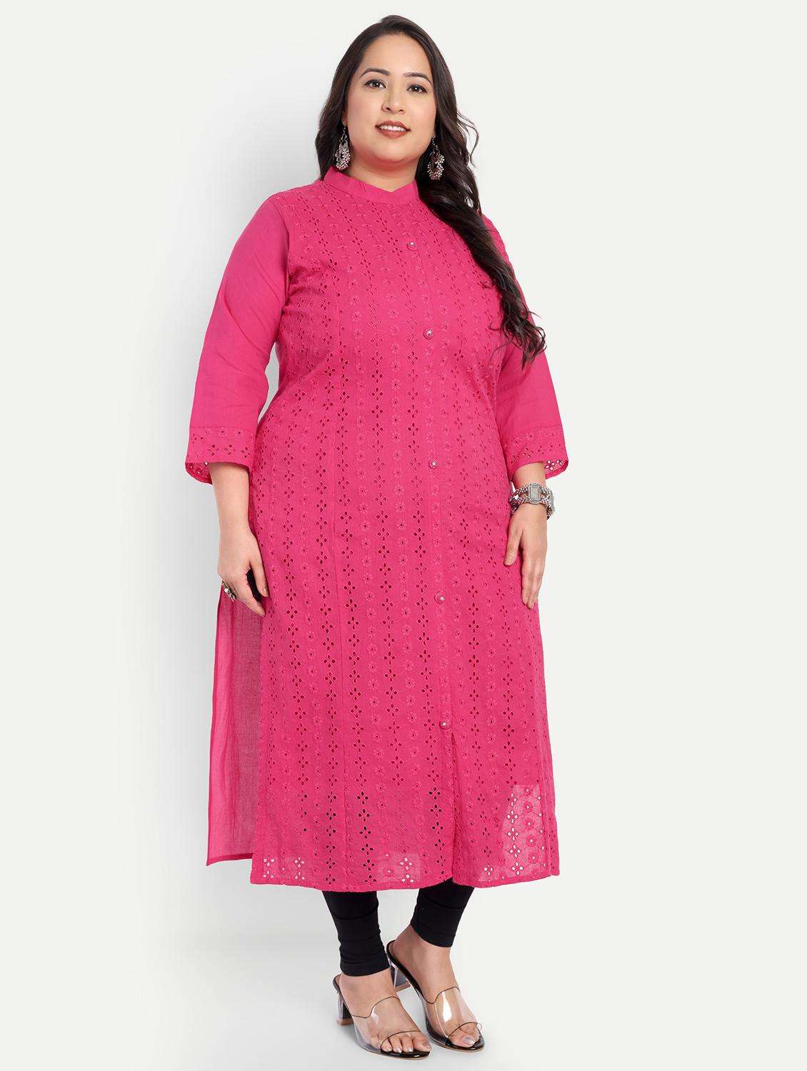 women plus size self designed straight kurta - 21993641 -  Standard Image - 2