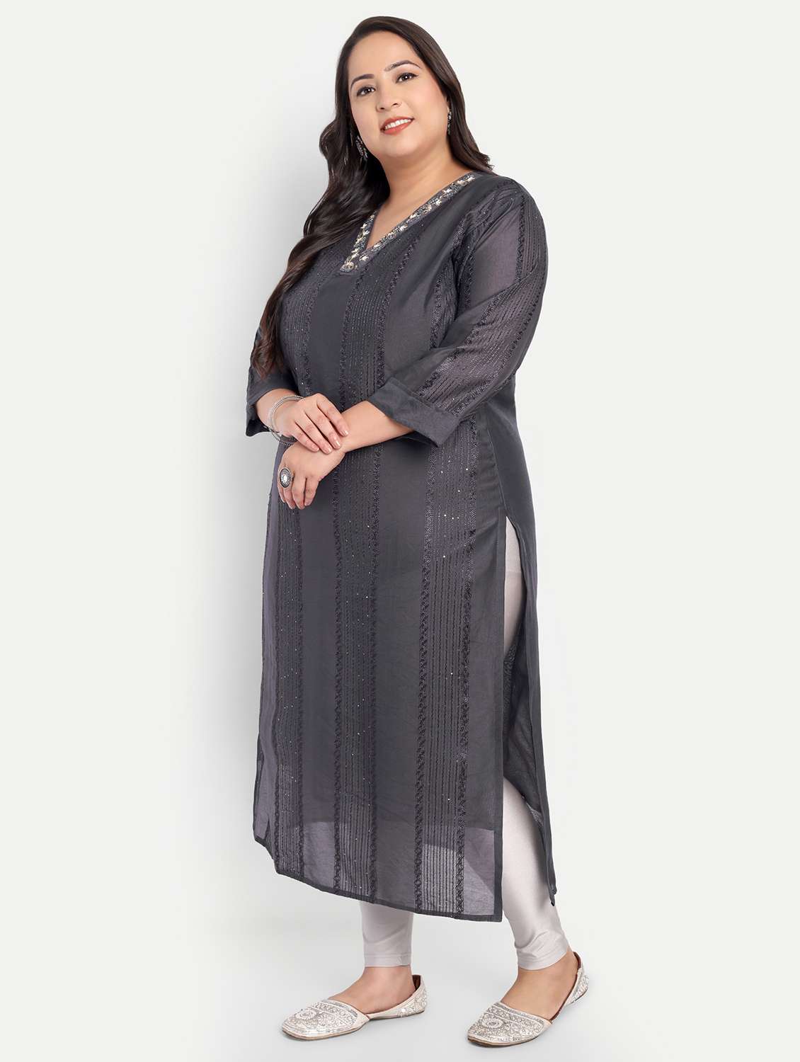 women plus size self designed straight kurta - 21993642 -  Standard Image - 2