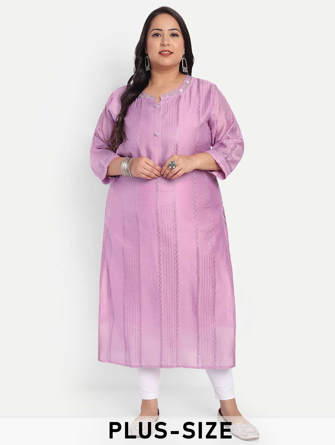 women plus size embroidered straight kurta