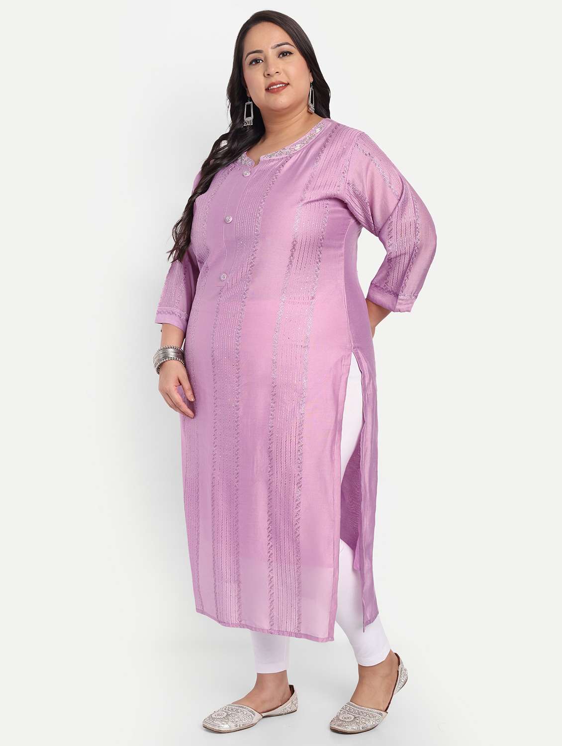 women plus size embroidered straight kurta - 21993643 - Standard Image - 2