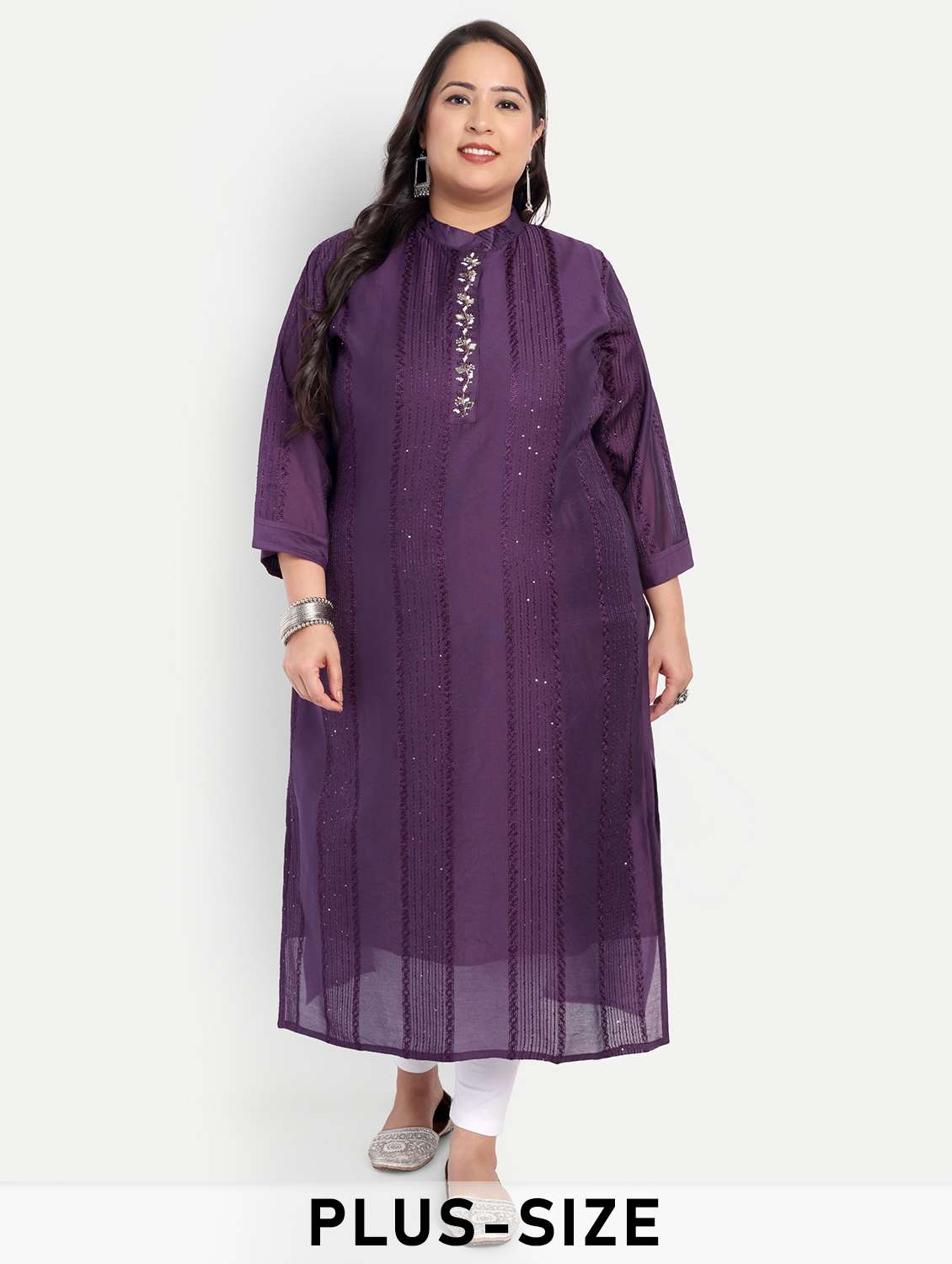 women plus size self designed straight kurta