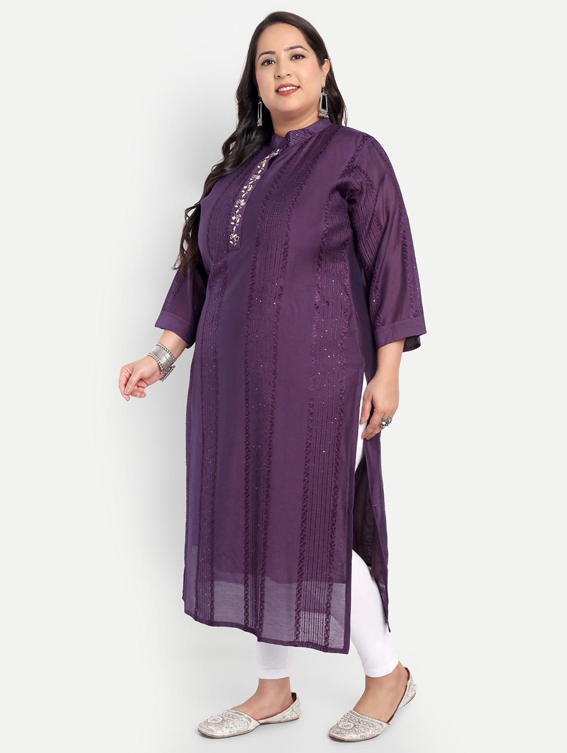 women plus size self designed straight kurta - 21993644 - Standard Image - 2