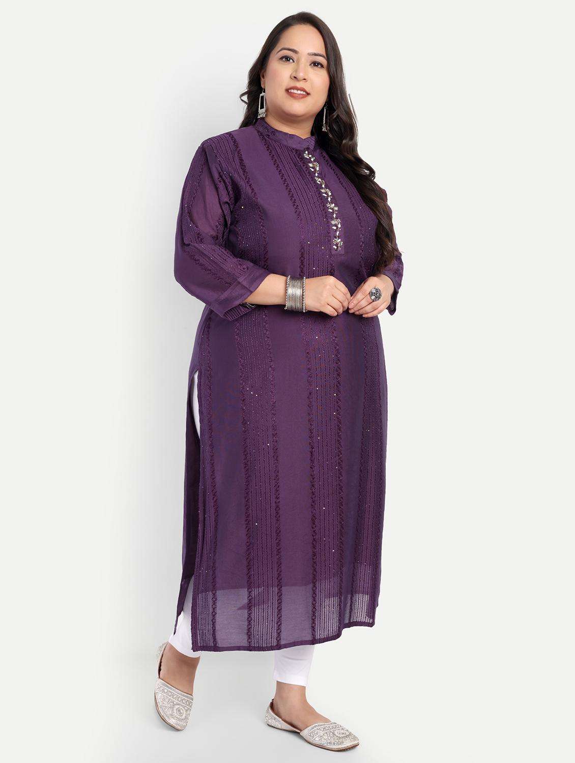 women plus size self designed straight kurta - 21993644 -  Standard Image - 2
