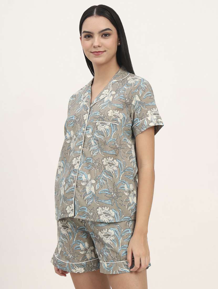 women printed nightwear shorts set - 21993732 -  Standard Image - 2