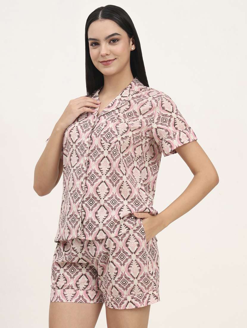 women printed nightwear shorts set - 21993733 -  Standard Image - 2