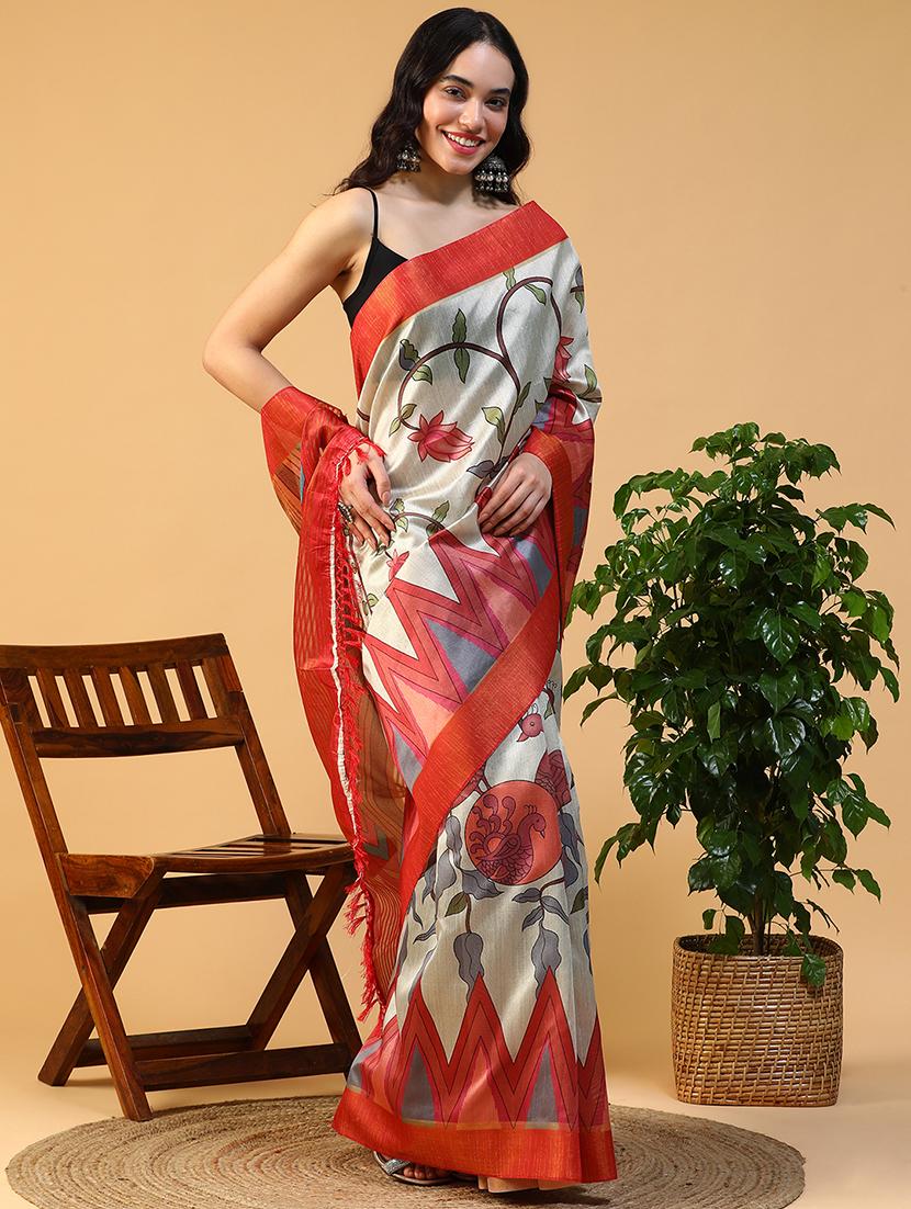 women printed casual wear saree with blouse - 21993736 - Standard Image - 2