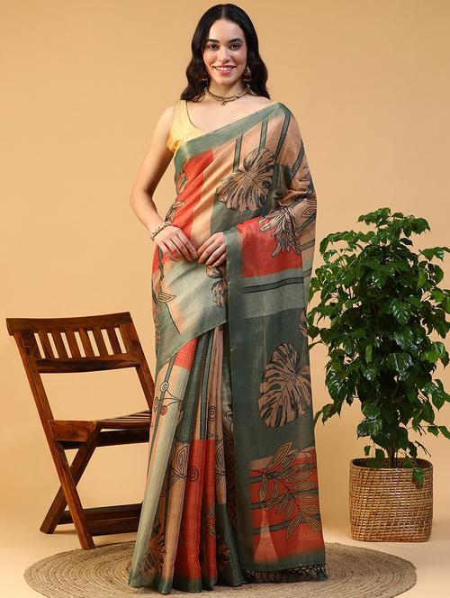 women printed casual wear saree with blouse - 21993738 -  Standard Image - 0