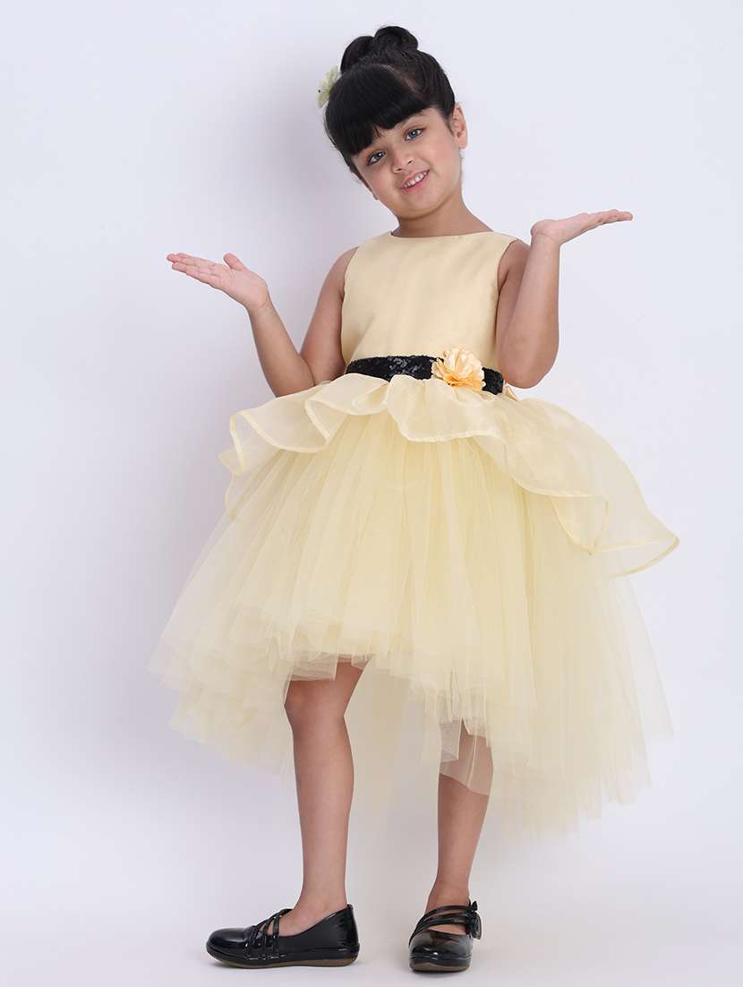 girls gold net tiered party dress - 21993770 -  Standard Image - 2