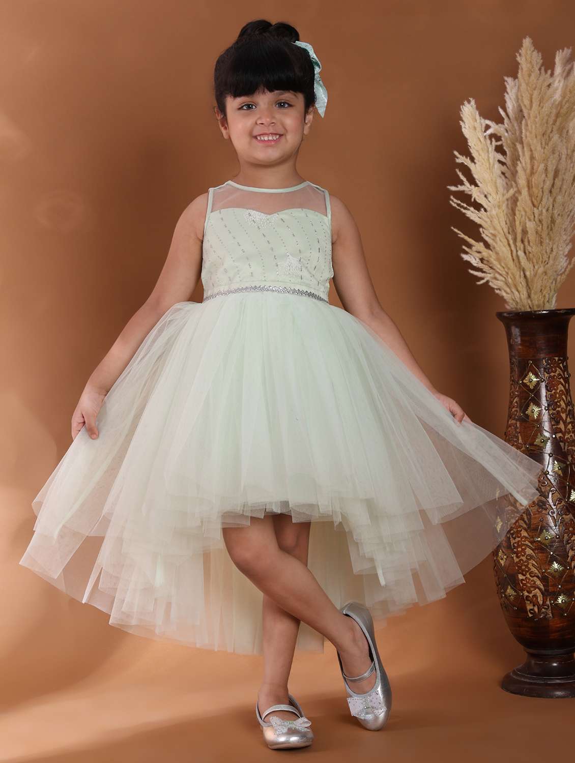 girls solid sleeveless high low dress