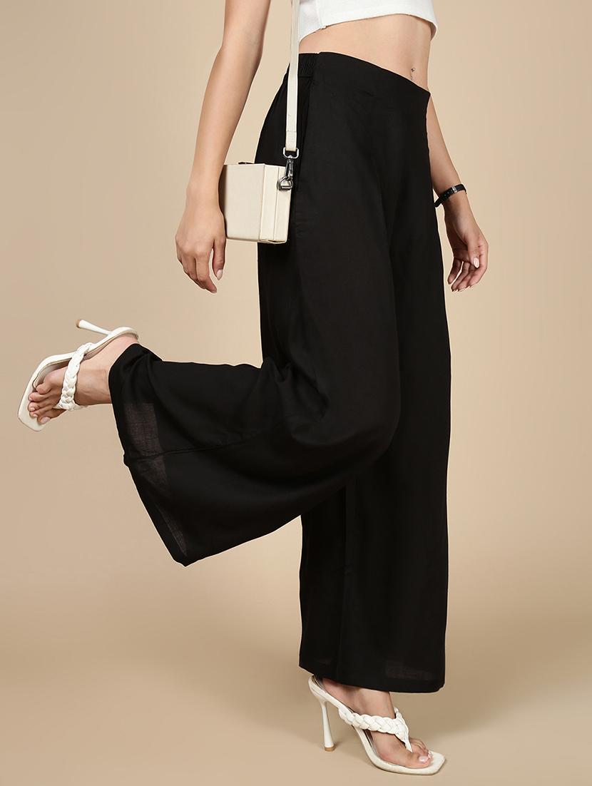 women solid high rise flared palazzo - 21993779 -  Zoom Image - 0