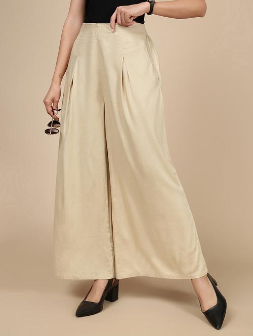 women solid high rise flared palazzo - 21993781 -  Standard Image - 0