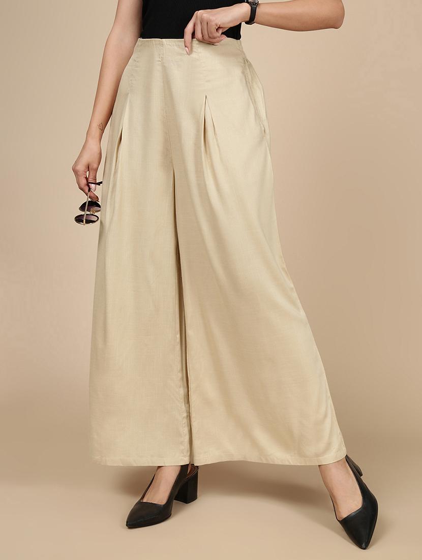 women solid high rise flared palazzo - 21993781 -  Zoom Image - 0