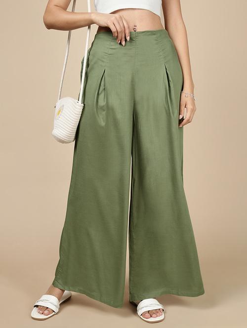women solid high rise flared palazzo - 21993782 - Standard Image - 0