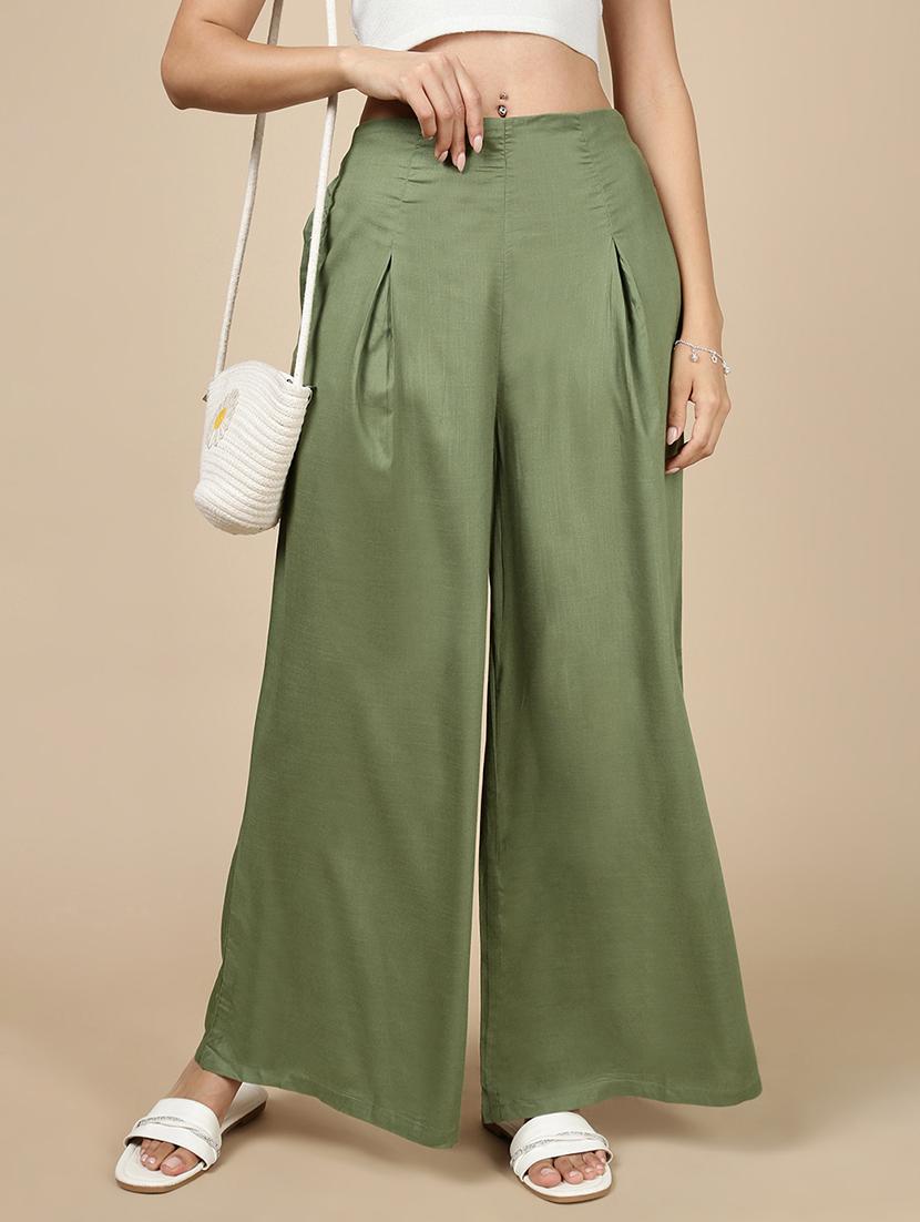 women solid high rise flared palazzo - 21993782 - Zoom Image - 0