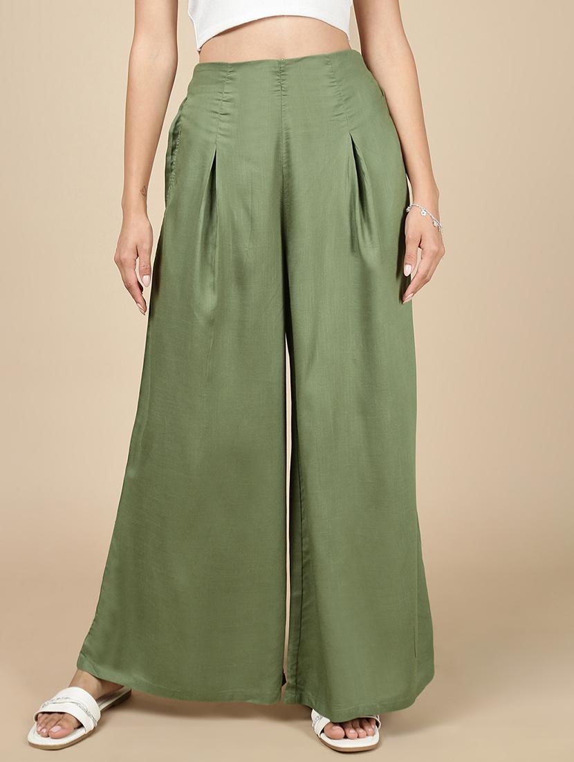 women solid high rise flared palazzo - 21993782 - Standard Image - 2