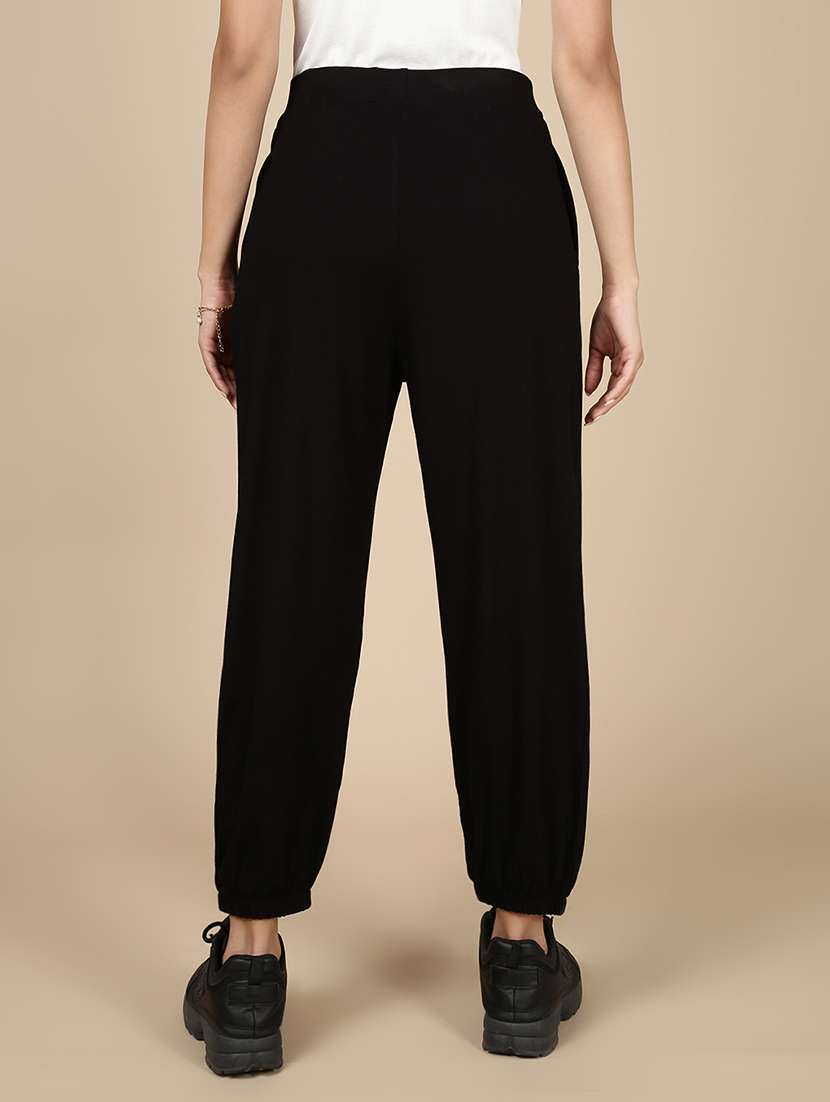 women black solid mid rise jogger - 21993783 -  Standard Image - 2