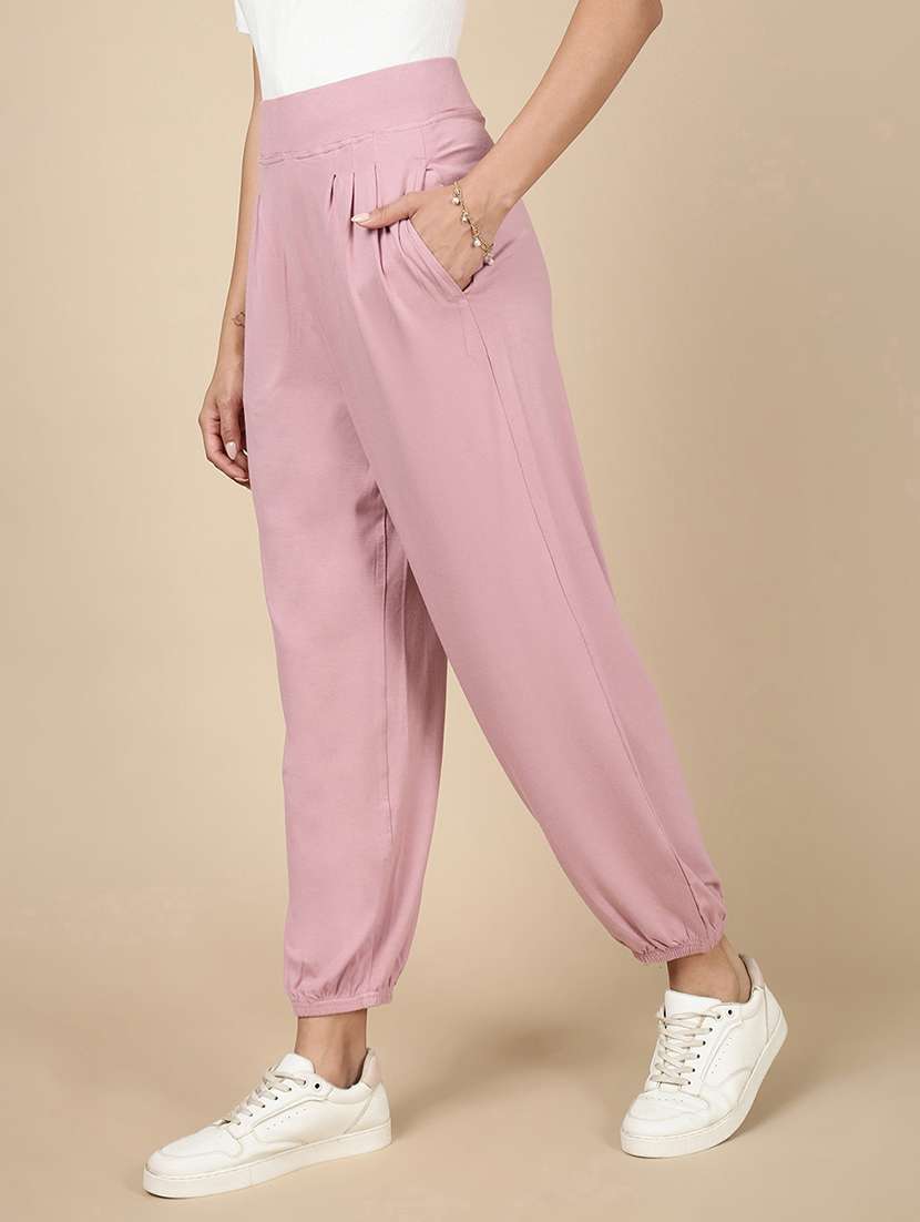 women lavender solid mid rise jogger - 21993784 -  Standard Image - 2