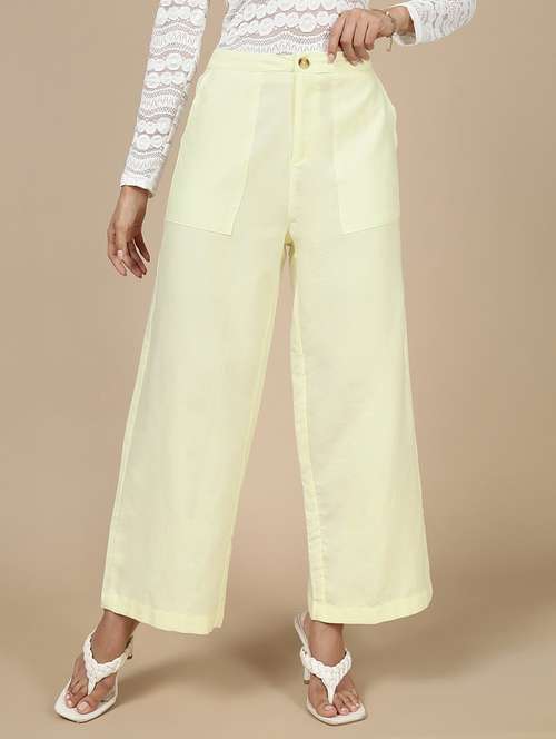 women solid mid rise wide leg trouser - 21993789 -  Standard Image - 0