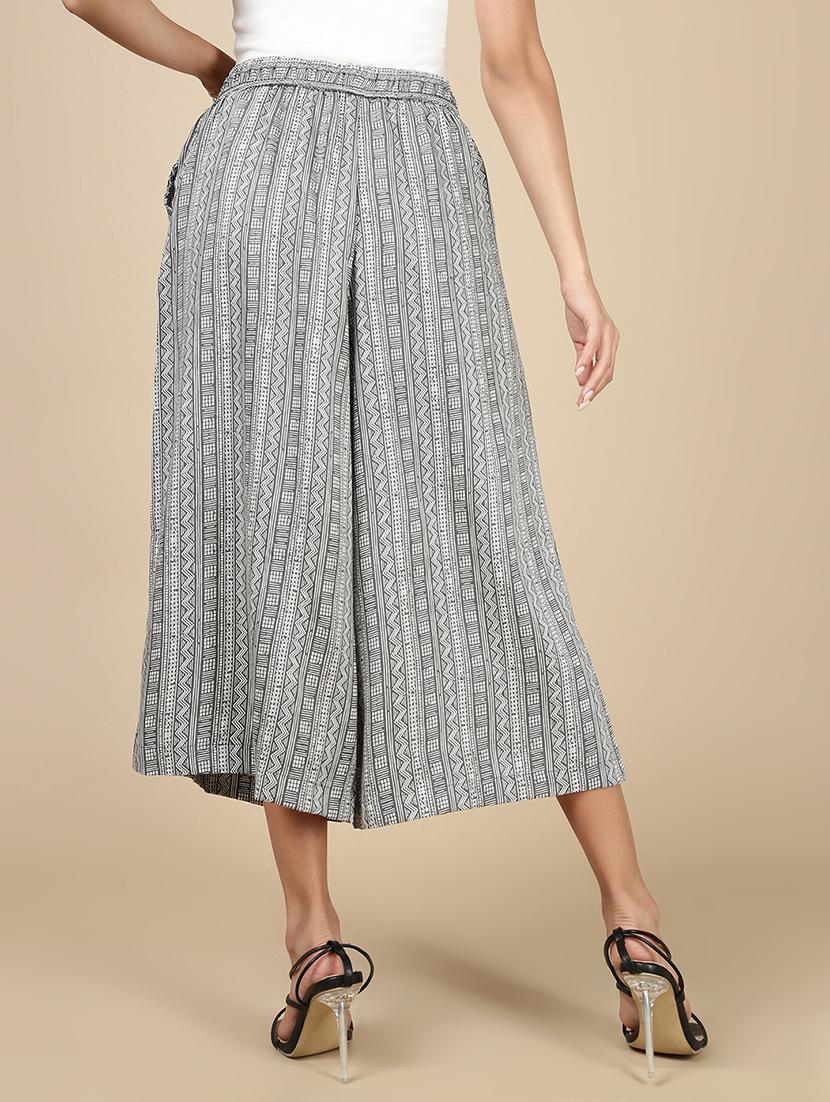 women grey printed mid rise culottes - 21993790 - Standard Image - 2