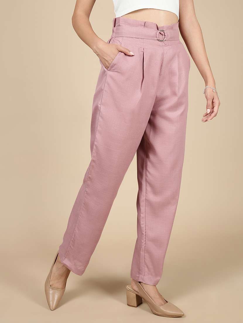 women solid high rise straight trouser - 21993792 -  Standard Image - 2