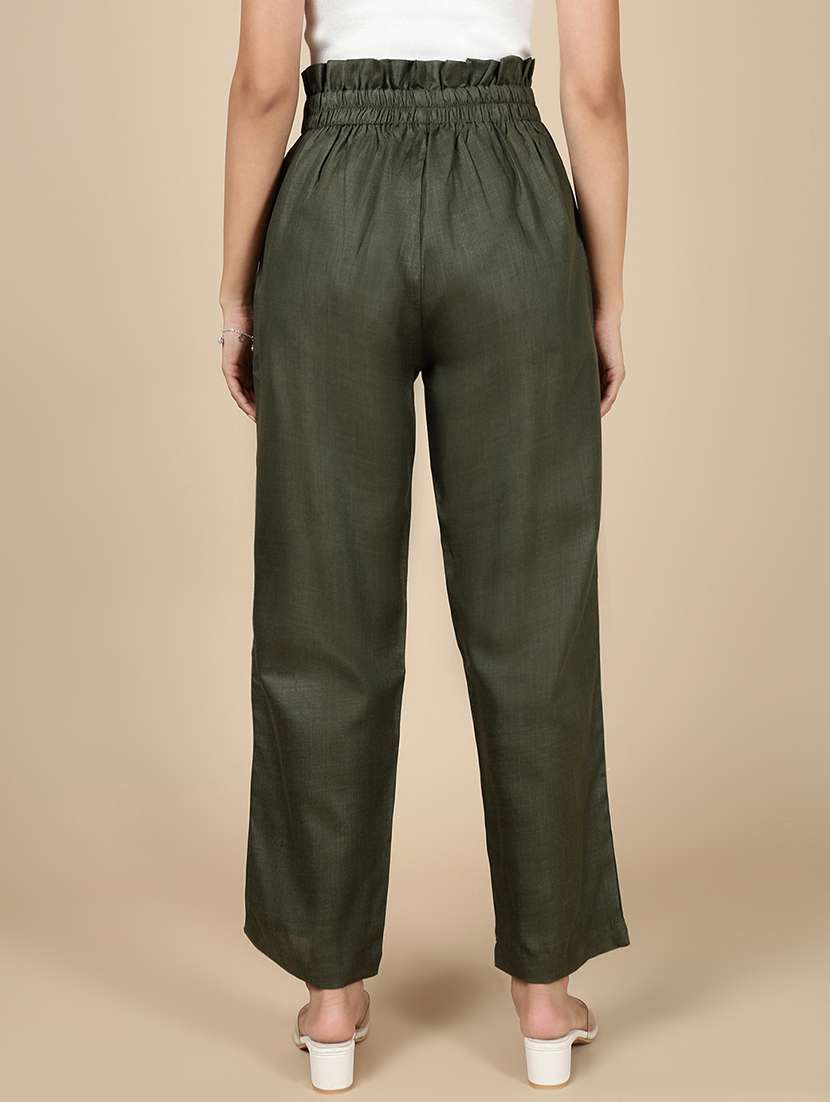 women solid high rise straight trouser - 21993793 -  Standard Image - 2