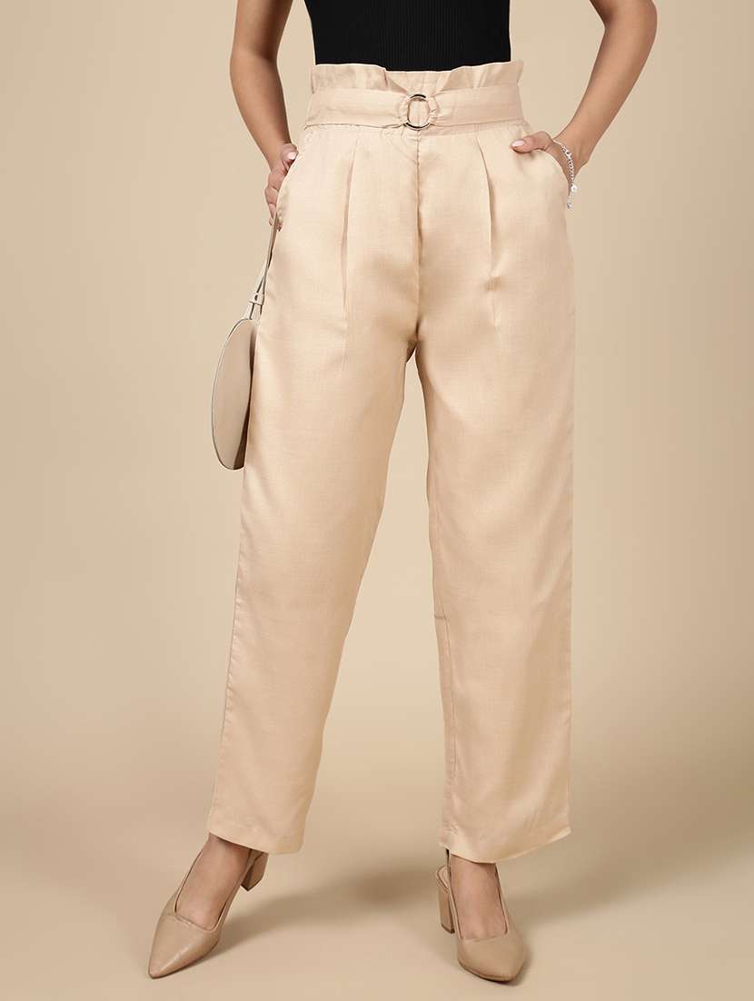 women solid high rise straight trouser - 21993794 -  Zoom Image - 0