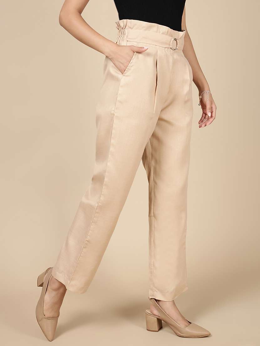 women solid high rise straight trouser - 21993794 - Standard Image - 2