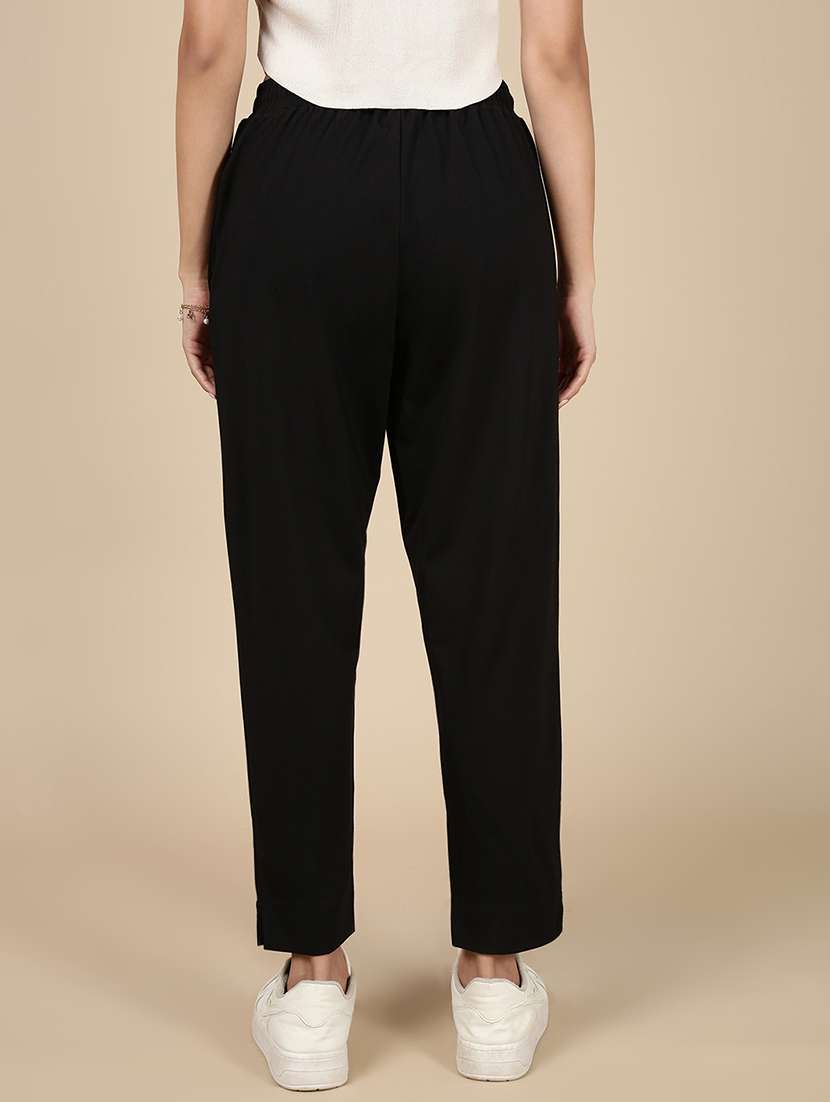 women solid mid rise straight trouser - 21993795 - Standard Image - 2