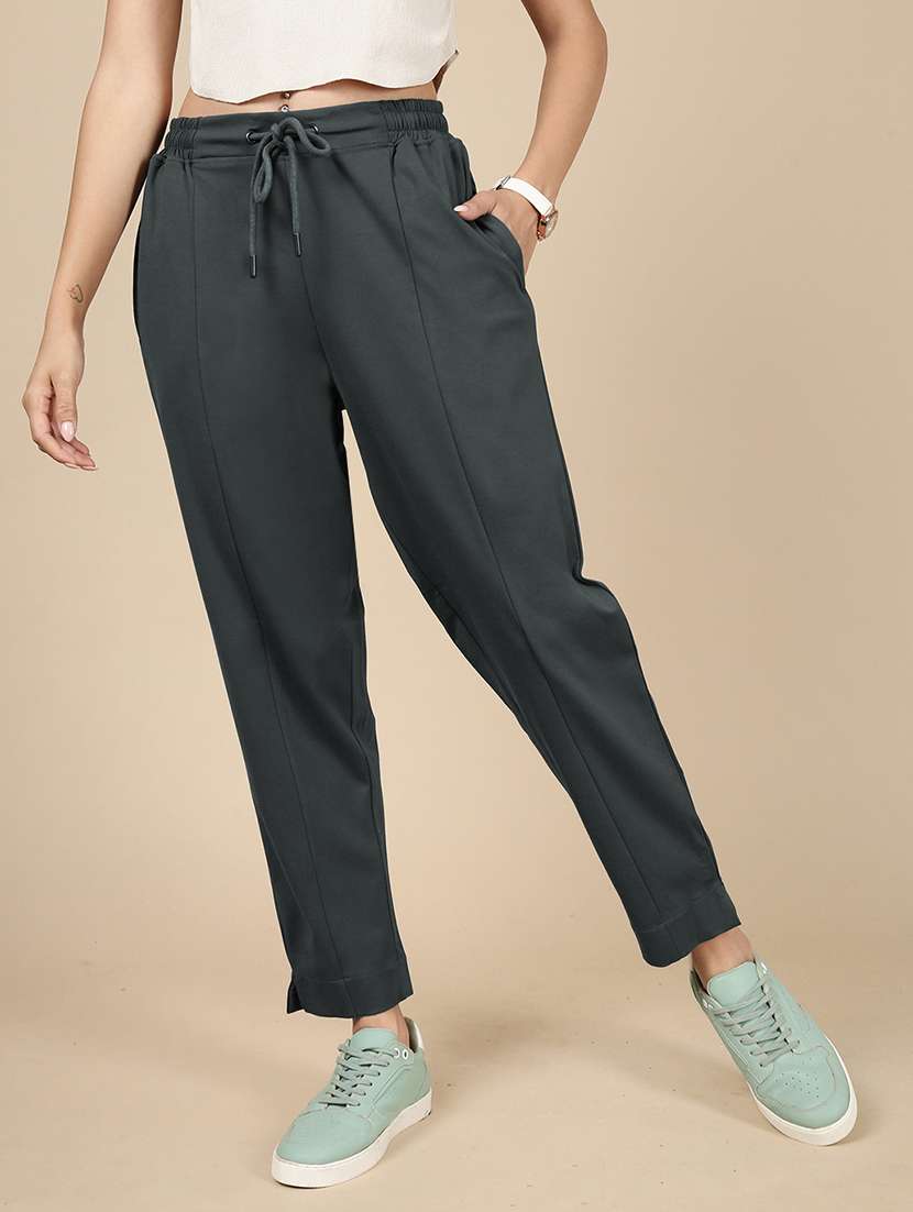 women solid mid rise track pant - 21993796 -  Standard Image - 2