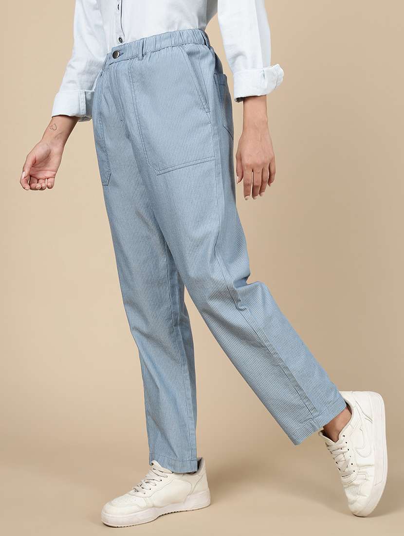 women solid mid rise straight trouser - 21993801 -  Standard Image - 2