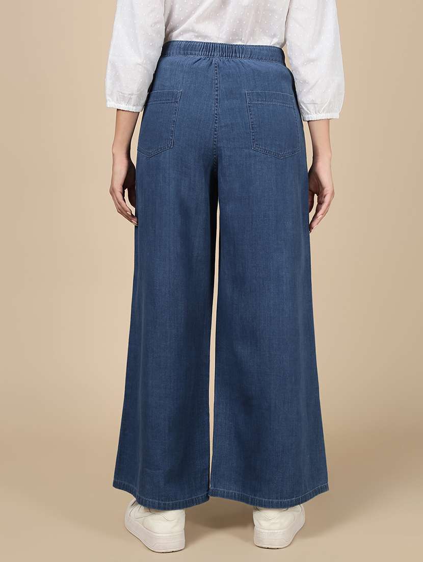 women solid high rise wide leg trouser - 21993804 -  Standard Image - 2