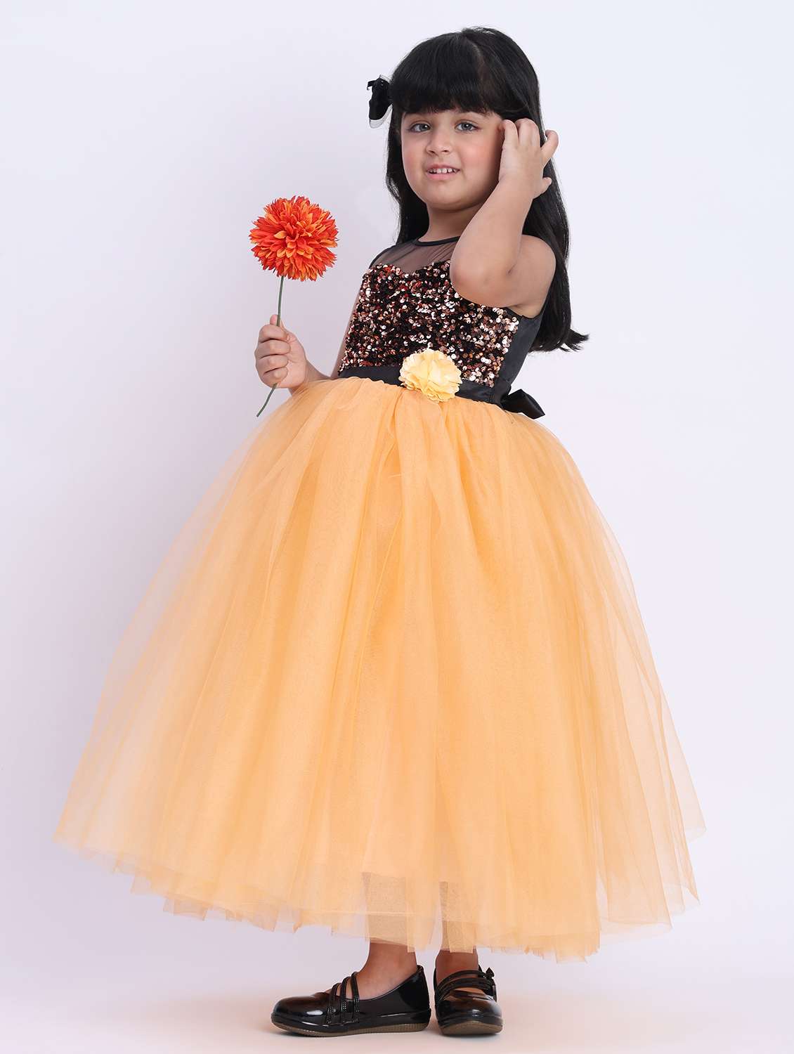 girls sequined sleeveless flared party gown - 21993830 - Standard Image - 2