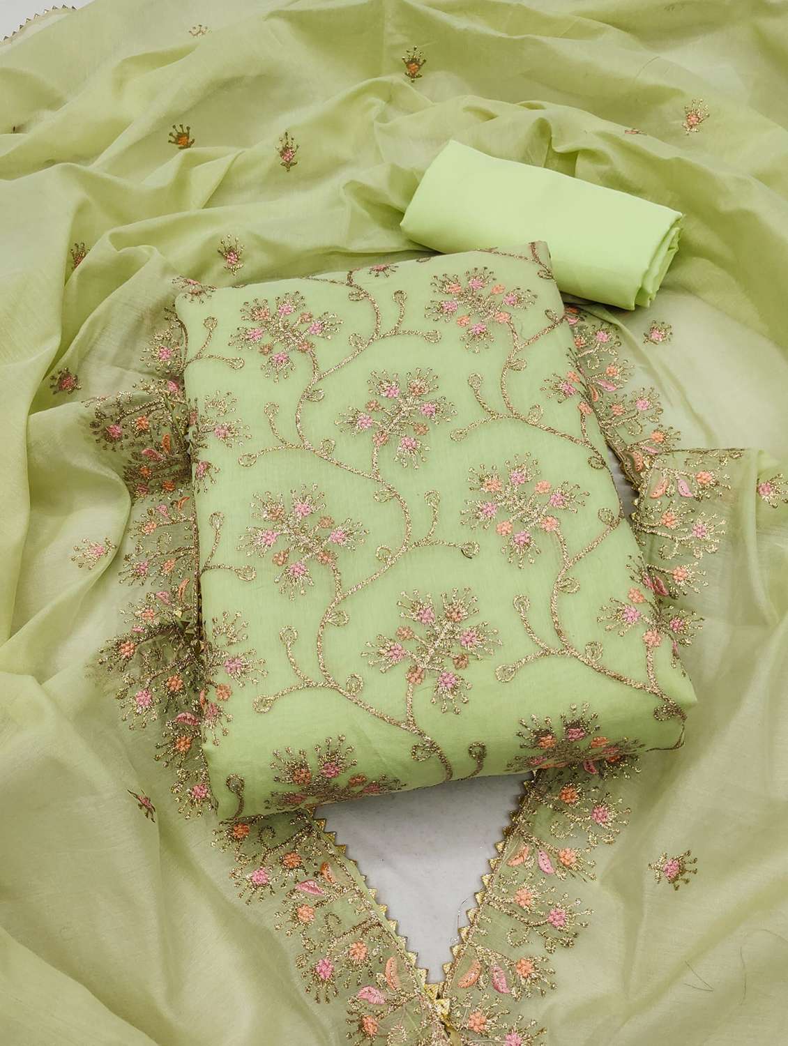 women embellished unstitched suit set