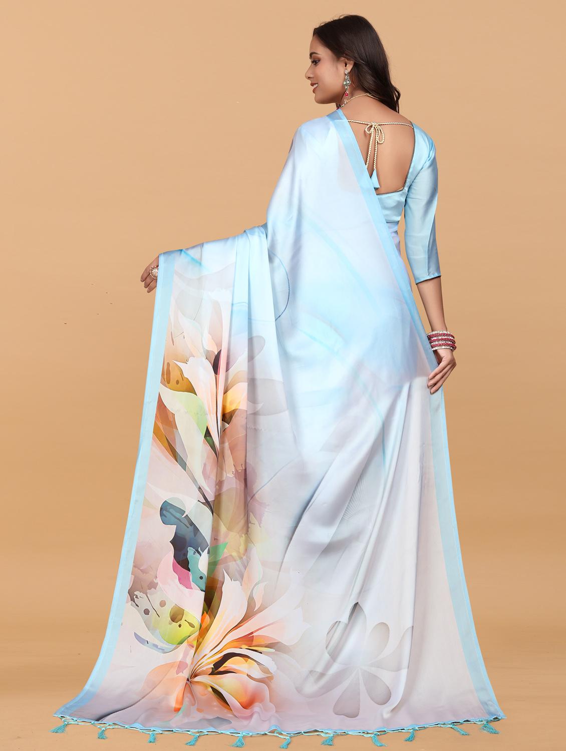 women floral printed saree with blouse - 21993920 - Standard Image - 2