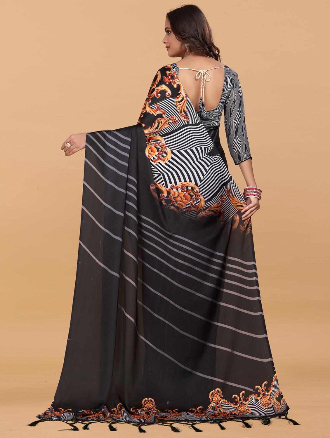 women printed casual wear saree with blouse - 21993923 - Standard Image - 2