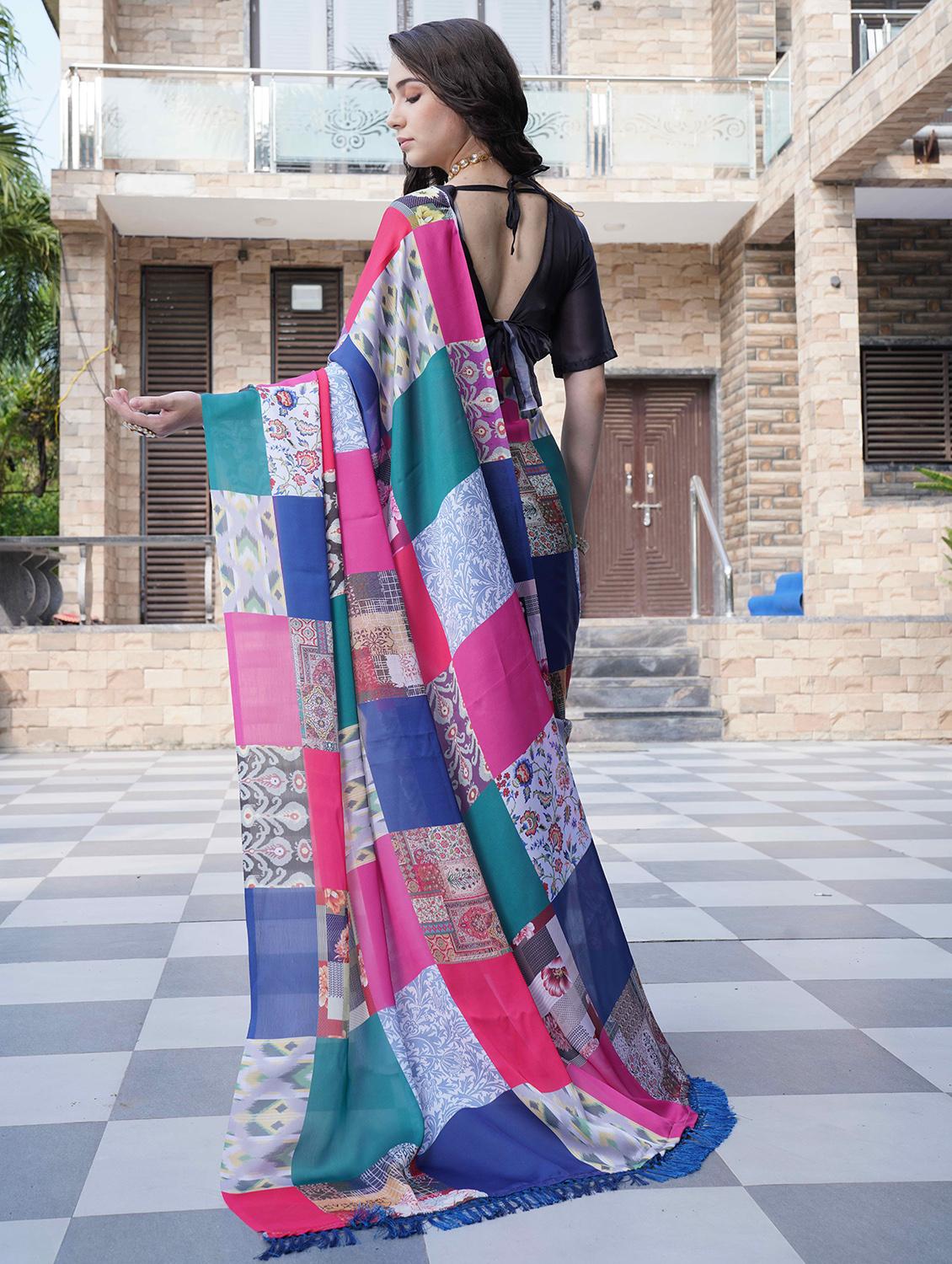 women printed casual wear saree with blouse - 21993932 - Standard Image - 2