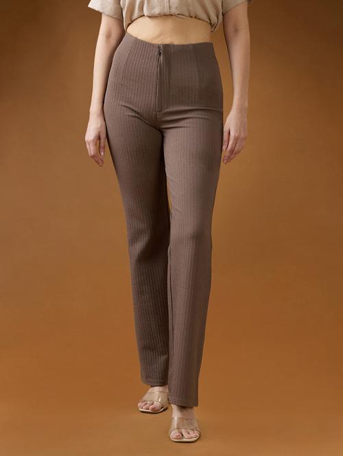 globus women mouse self design mid rise tapered fit stretchable trousers - 21994543 -  Standard Image - 0