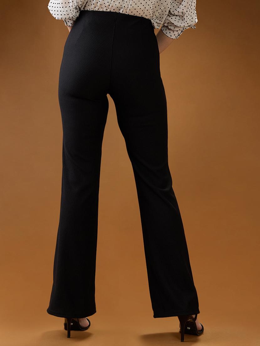 women solid high rise globus women black striped mid rise straight fit trousers trouser - 21994547 - Standard Image - 2