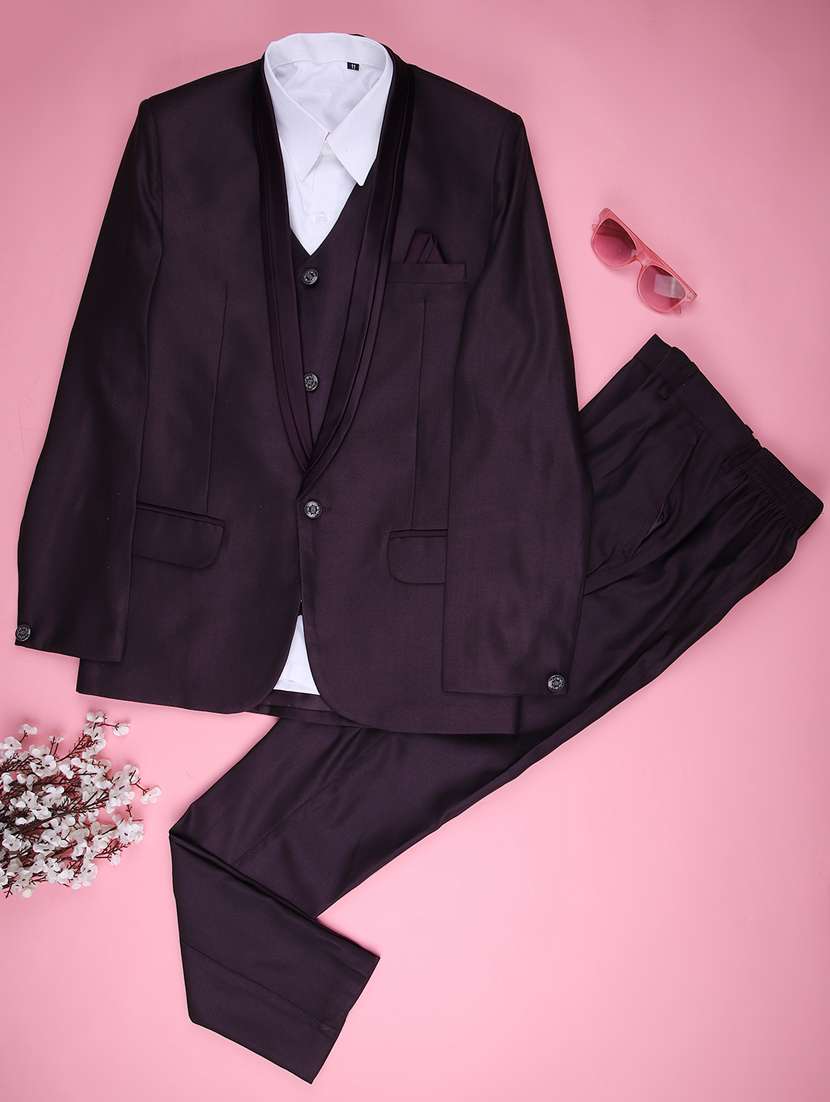 boys solid long sleeve 3 piece suit set