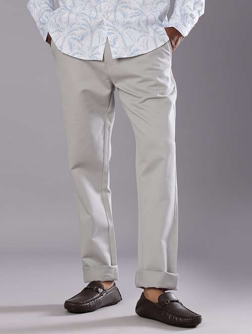 men solid mid rise straight fit chinos  - 21994684 -  Standard Image - 0